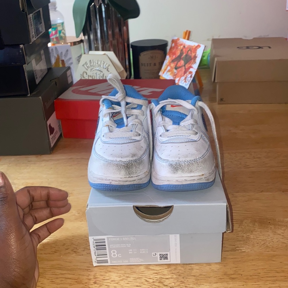 White and blue Air Force 1 size 8
